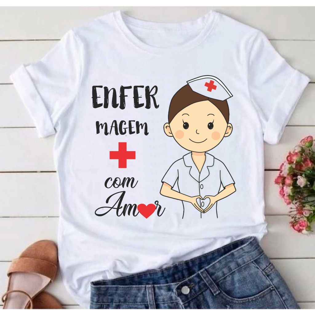 Camisa Tecnico de Enfermagem Enfermeira Enf Blusa 01 T-Shirt Camiseta  Blusa Feminina ou Masculina Unissex DR