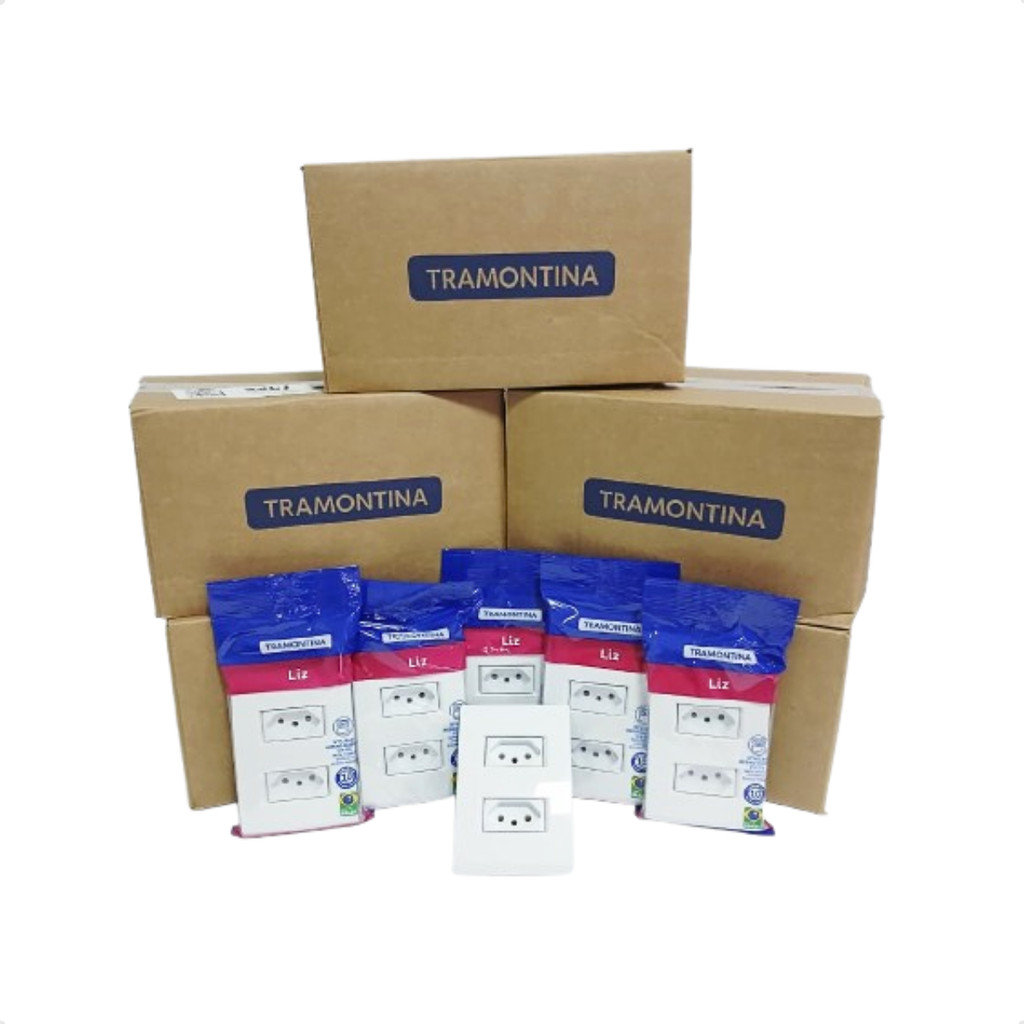 Kit 40 Tomada Dupla 20A 4x2 Branco Embutir Liz Tramontina