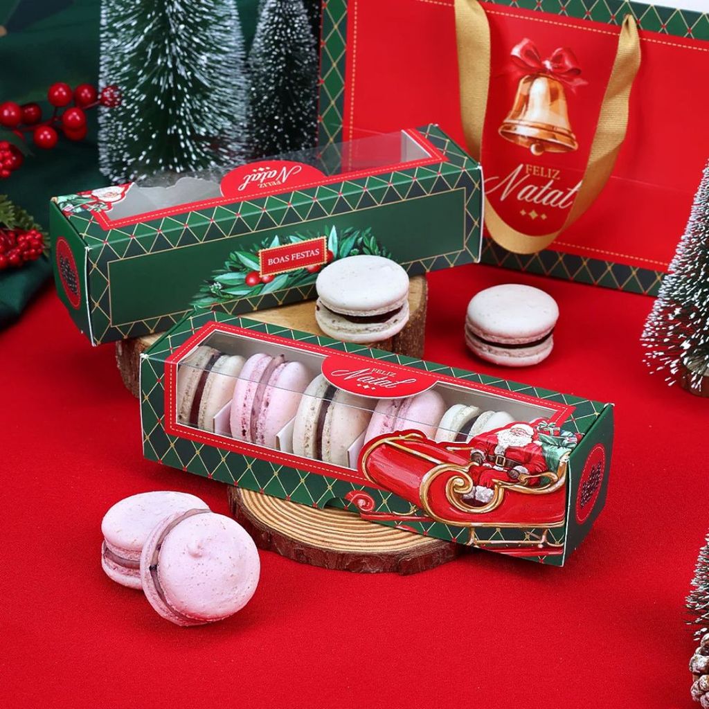 20 CAIXA COM BERÇO PARA MACARONS NATAL VINTAGE 5379 ( JANGO NATAL 2025 ) 5318