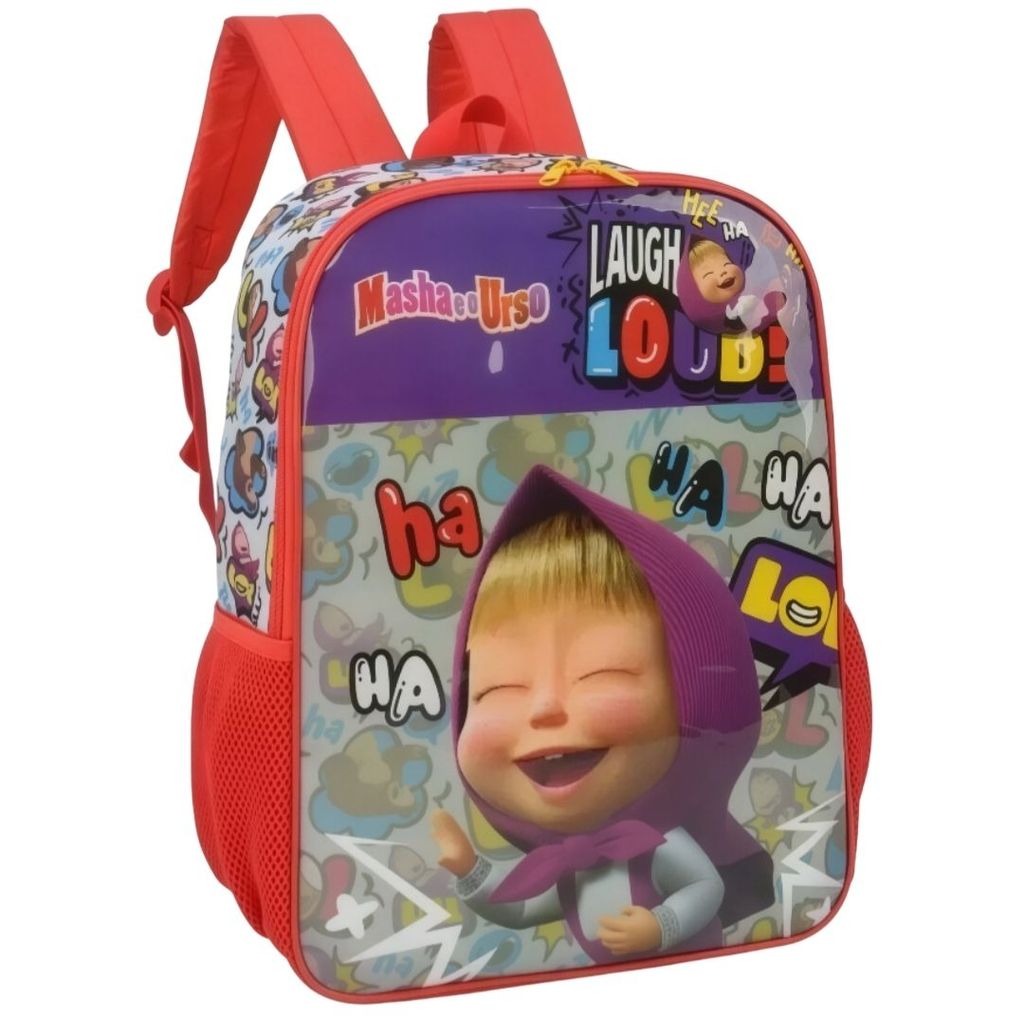 Mochila de Costas Masha e o Urso Infantil Volta as Aulas Passeio Menina Criança