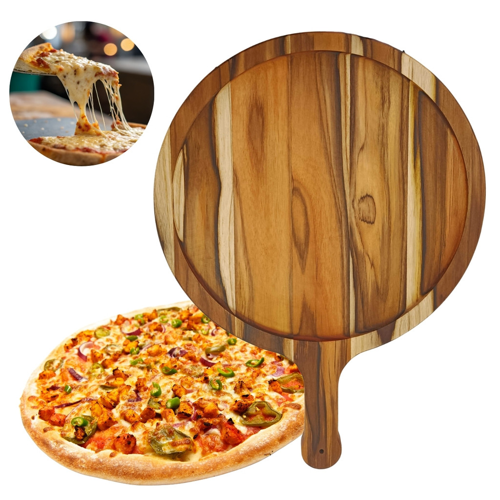 Pá Tábua Suporte Servir Pizza 35cm Com Cabo Profissional