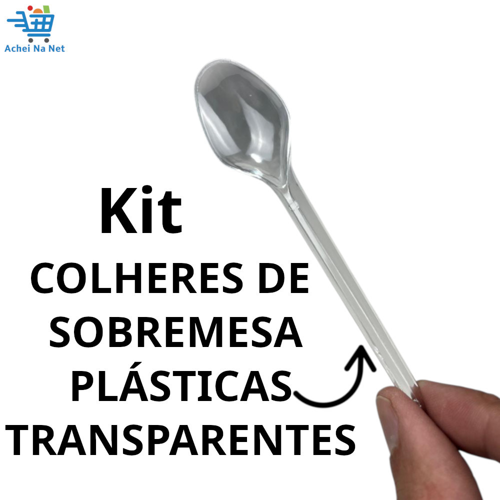 Kit 50 a 500 Colheres Sobremesa Descartáveis Plásticas Transparentes, Bolos, Doces em Oferta na Shopee