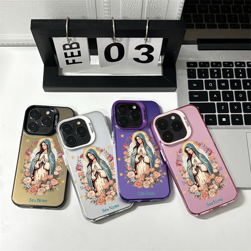 Capinha personalizada Nossa Senhora flores religiosa para Samsung S22 S24 S23 Ultra S20 S21 S23 FE S24 S25 S22 Plus S24