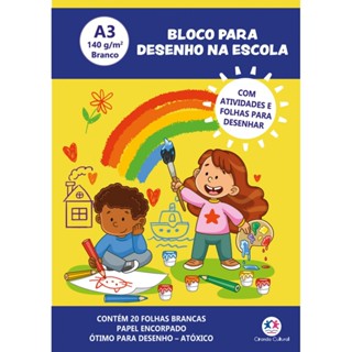 Livro Bloco para Desenho A3 140g - 20 Folhas brancas em Oferta na Shopee