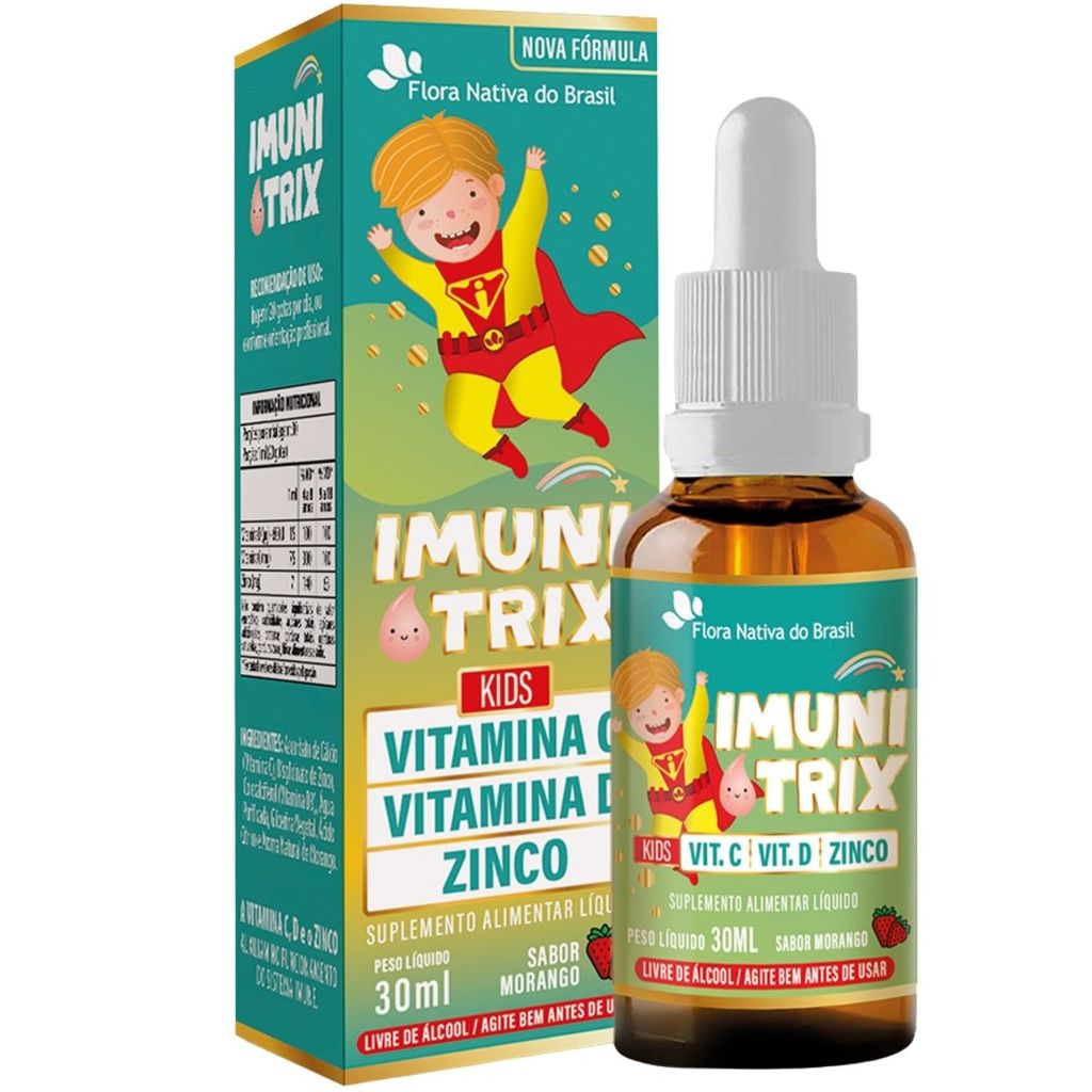 KIDS - IMUNITRIX (Vit. C +D+Zinco) 30ml Sabor Morango Flora Nativa