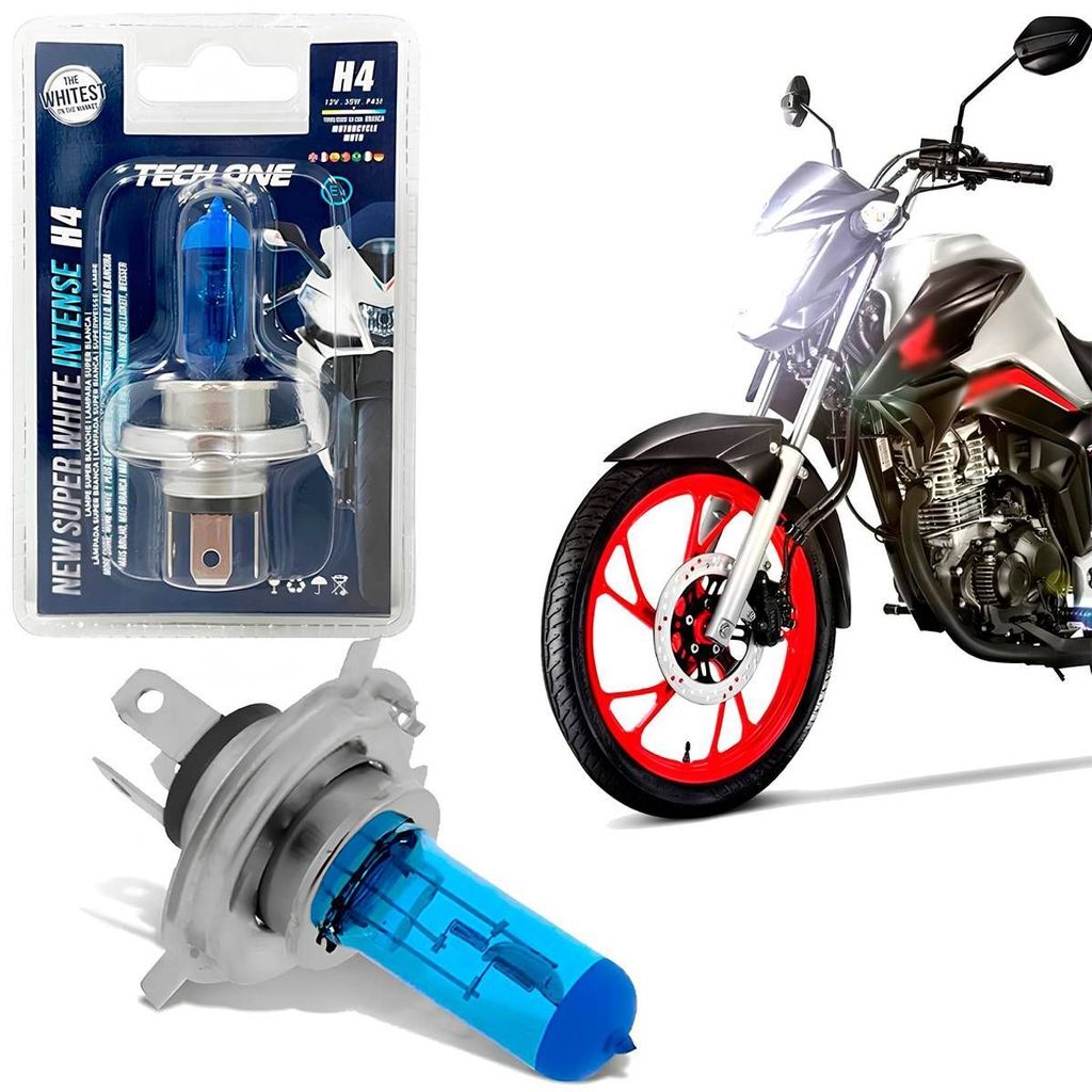 Lâmpada Moto H4 Super Branca 8500k 35W 12V Titan/Fan 2026