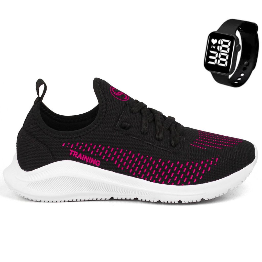 Tênis De Academia Feminino Esportivo Para Corrida Caminhada Treino Crosfit Leve Confortável+Relógio