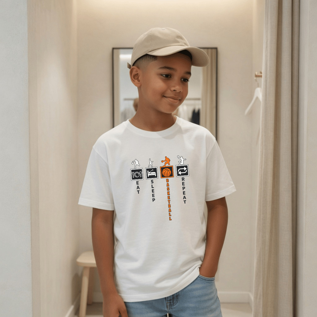 Camiseta Infantil e Juvenil Estampada Basketball Simbolo 100% Algodão Premium Criança Personalizada Blusa Camisa Unissex