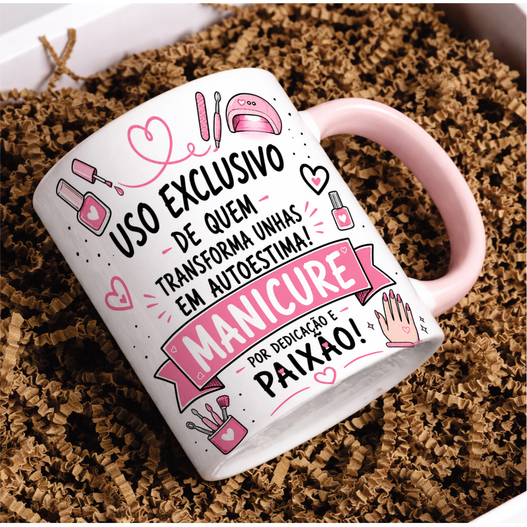 Caneca Porcelana Manicure Nail Designer Esmaltação Beleza