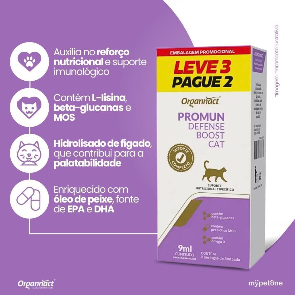 Kit 6 Promun Defense Boost Cat Organnact 3ml Suplemento Nutricional - Combo Leve 3 Pague 2 — imagem 2 de 2