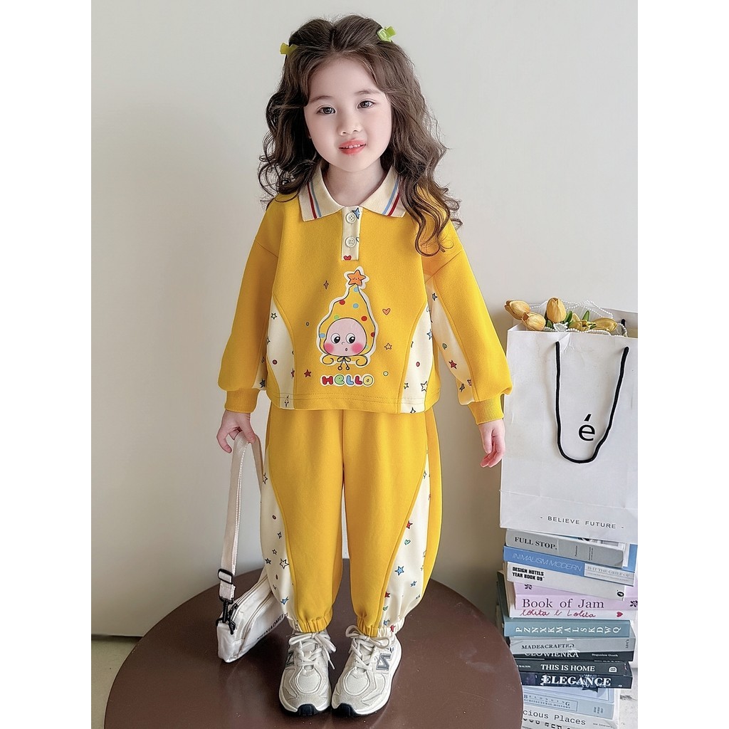 Meninas terno primavera outono 2026 novo estilo crianças primavera moda Casual bebê menina moda moletom primavera terno