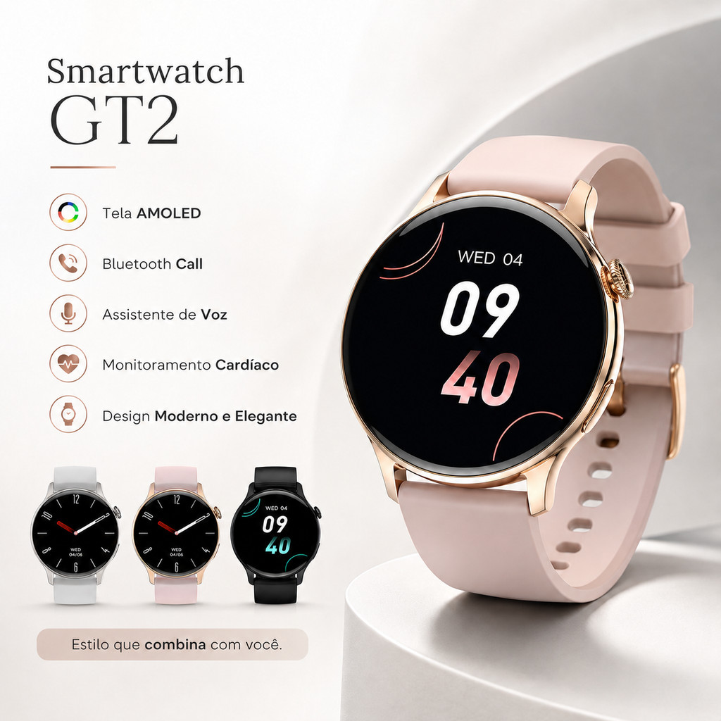 Smartwatch AMOLED Com Chamadas Bluetooth Dynamic Island Monitor Cardíaco Android iOS