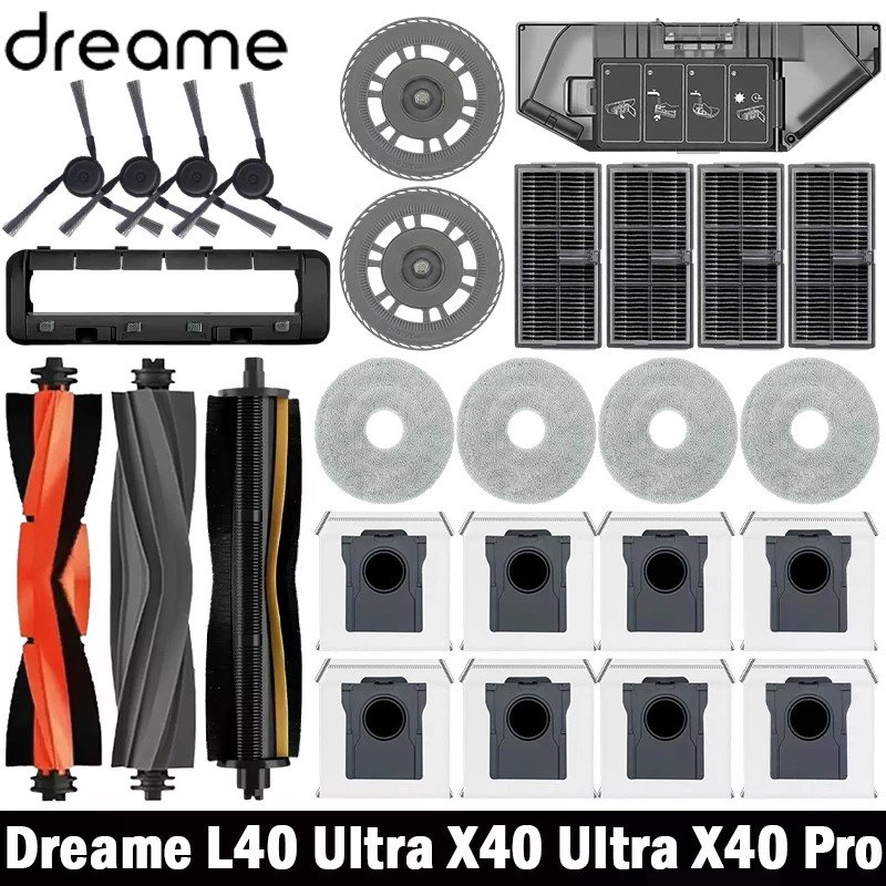 Para Dreame L40 Ultra/X40 Pro Robô Aspirador De Pó Acessórios Mop Saco Escova Principal Lateral Filtro Hepa Substituição