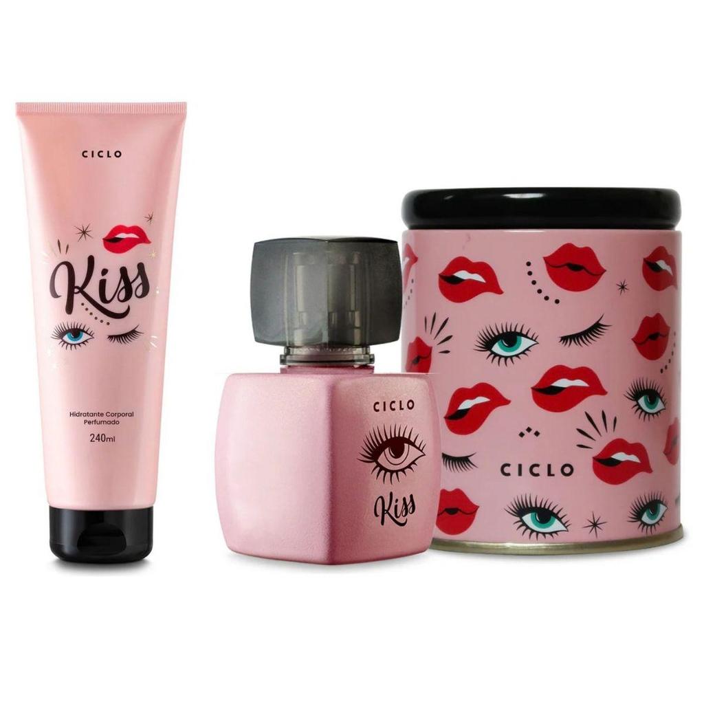 Combo Kit Kiss Deo Colonia Perfume 50ml + Loção Hidratante Perfumada Ciclo Cosméticos