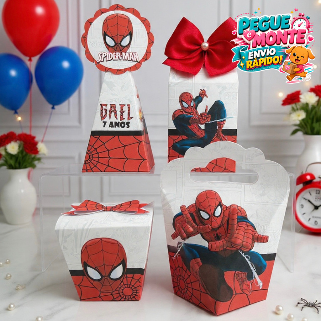 Kit Caixas Homem Aranha | Lembrancinhas Personalizadas | Caixinhas para Festa Infantil | Aniversário