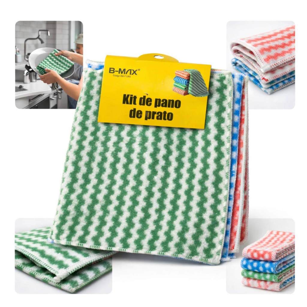 Kit Pano de Limpeza Microfibra 4 panos Pano multiuso Pano macio Pano absorvente