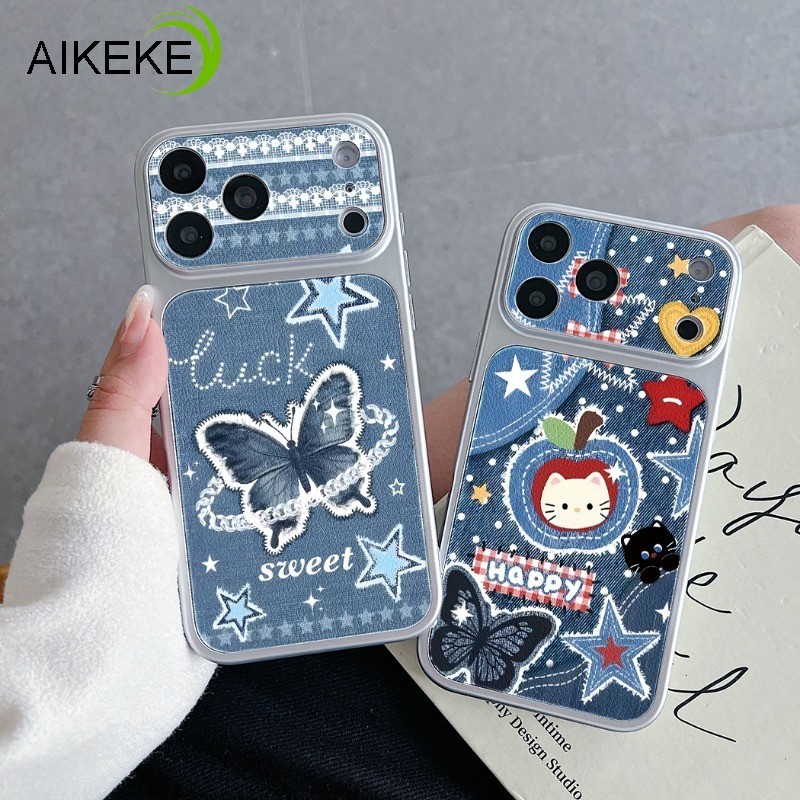 Capa De Telefone Jeans Borboleta De Luxo Para Samsung Galaxy A27 A37 A36 A35 A34 A33 A32 M32 A31 A26 A25 A24 A23 A22 A22