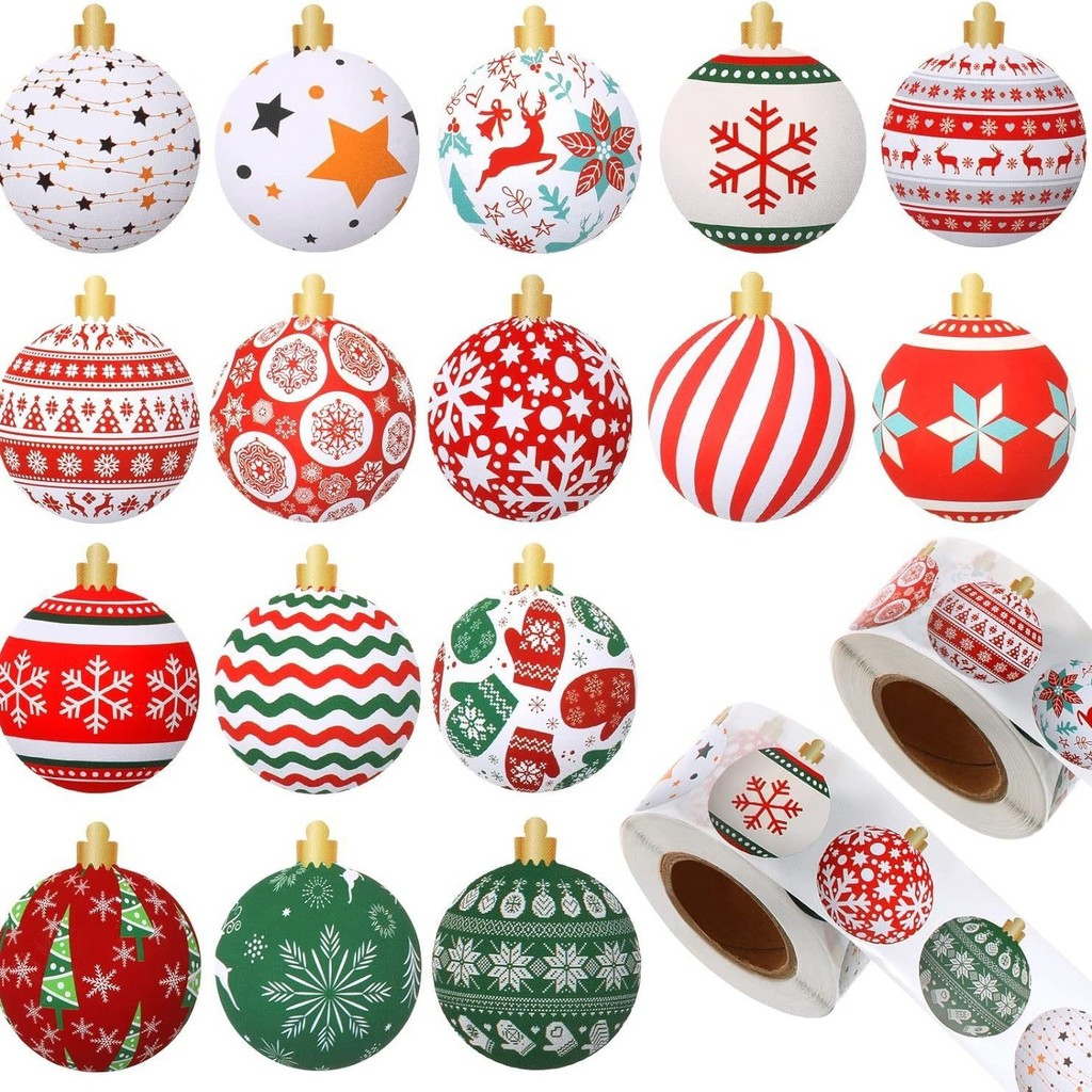 500 peças natal colorido bola forma redonda presente adesivo de vedação presente DIY adesivo embalagem de doces decoraçã