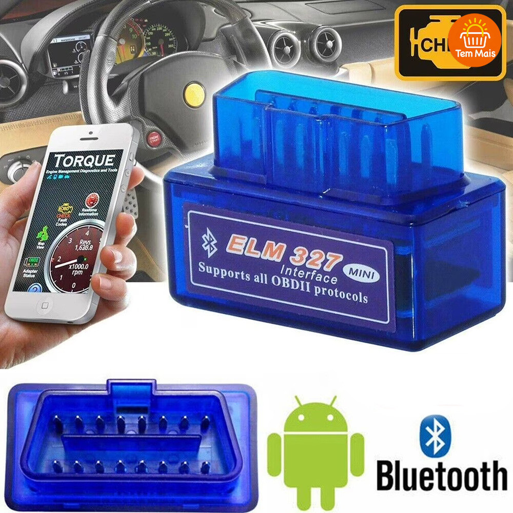 Mini Scanner Automotivo Bluetooth OBD2 ELM327 – Compatível com Android e iOS