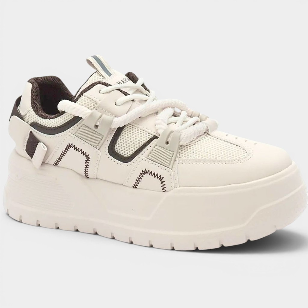 Tênis Ramarim Streetwear Plataforma Feminino - Branco e Marrom