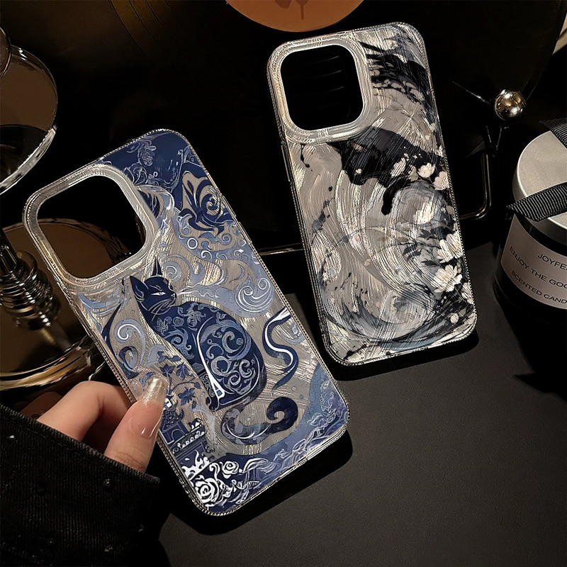 Caixa De Telefone De Gato Totem Azul Para Samsung Galaxy S25 FE S26 Ultra S25 S24 S22 S23 S21 Plus A57 A37 5G A32 5G She