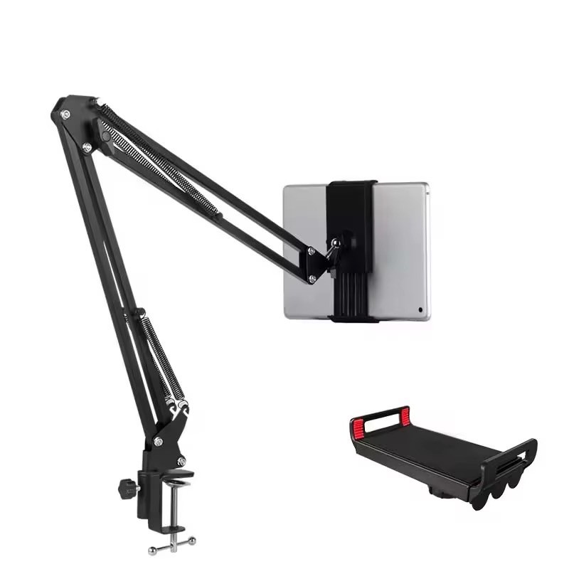 Suporte flexível ajustável para tablet, suporte longo braço portátil multifuncional, clipe de mesa para celular