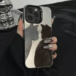 Capinha gatos cinza pretos Anti-impacto Para iPhone 17 plus XS max XR 11 pro 12 13 15 16 14 PLUS 7 8 PLUS Caso