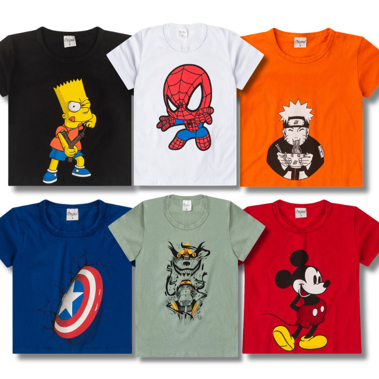 Kit Sortido 4 Camisetas Estampadas Sortidas Aleatórias Masculino/Menino Infantil Juvenil 2 ao 16