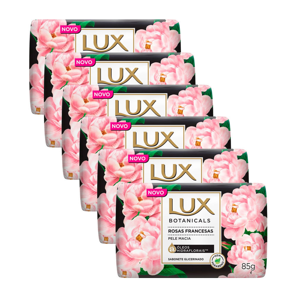 Kit 6 Sabonete em Barra Lux Botanicals Rosas Francesas 85g