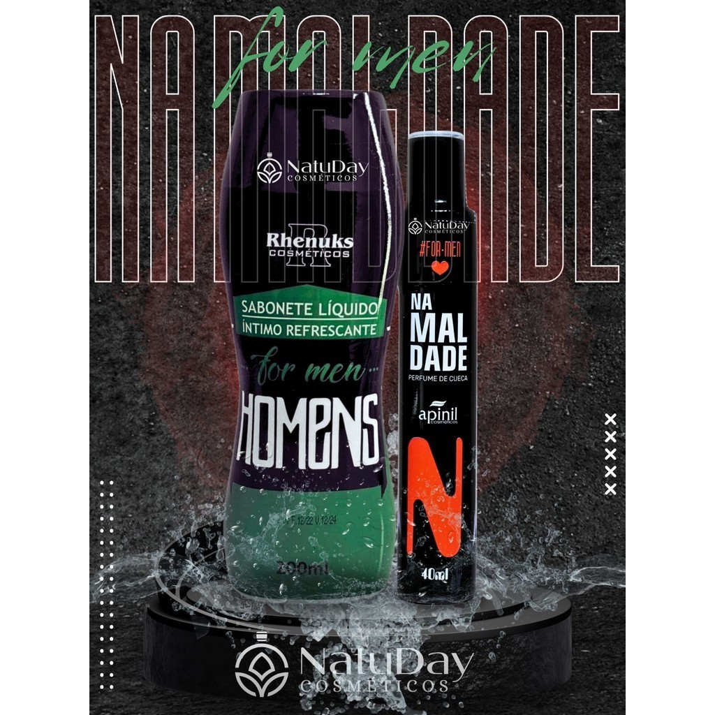 Kit For Men Na Maldade 1 Sabonte + 1 Spray Perfumado Para Homens