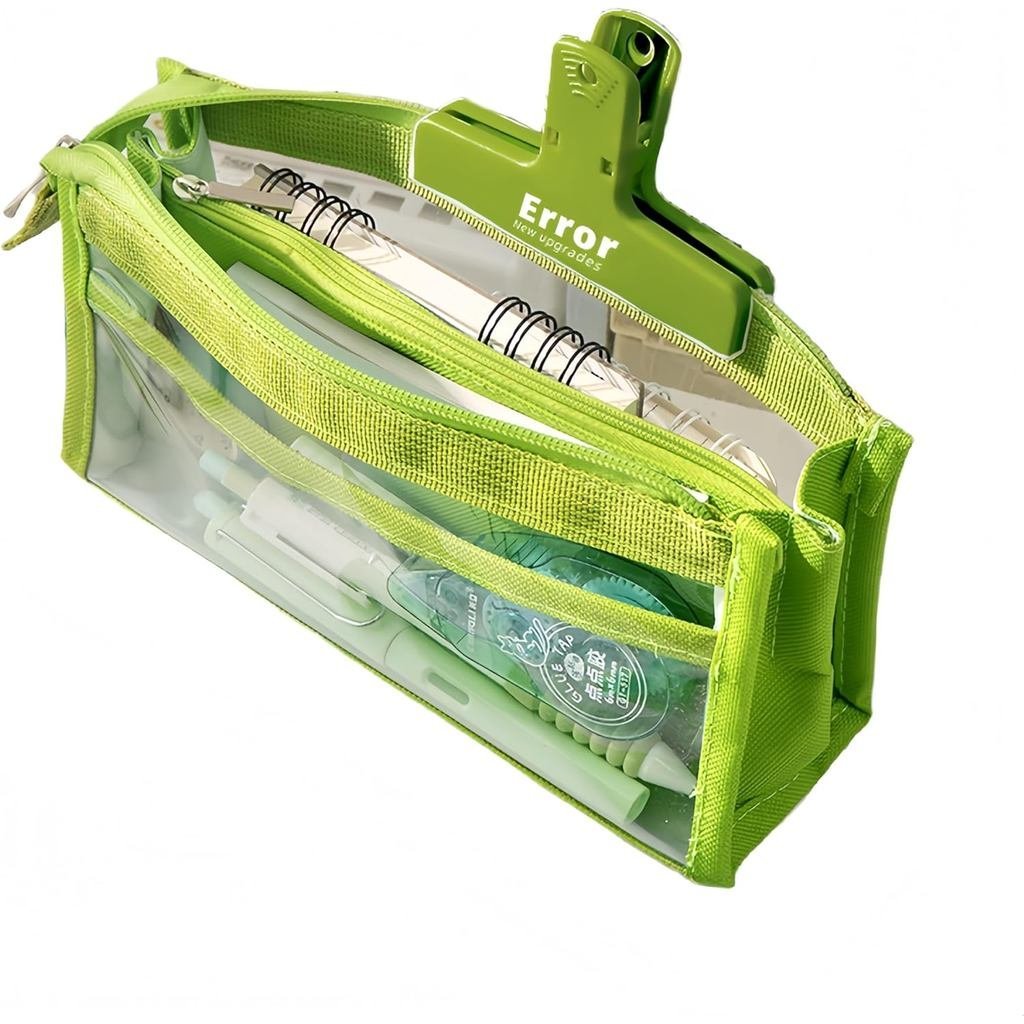 Estojo Transparente para Lápis - Adorável Bolsa para Lápis com Clipe Magnético, Design de Armazenamento em 6 Camadas (Ve