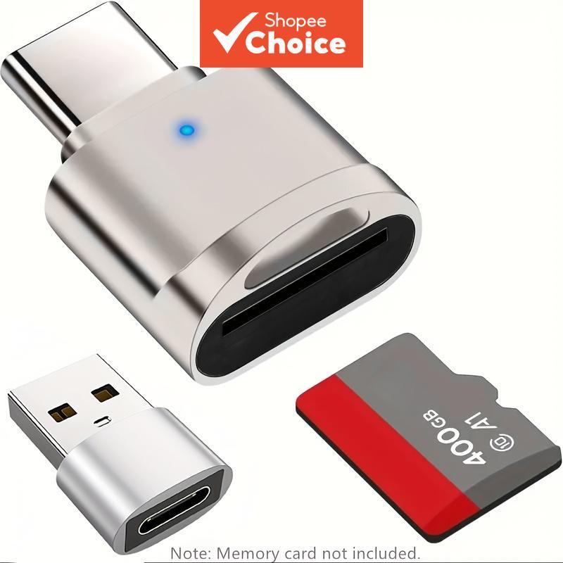 Leitor de Cartão TF, Leitor de Cartão Micro SD, Adaptador de Leitor de Memória Tipo C com Adaptador USB C para USB,