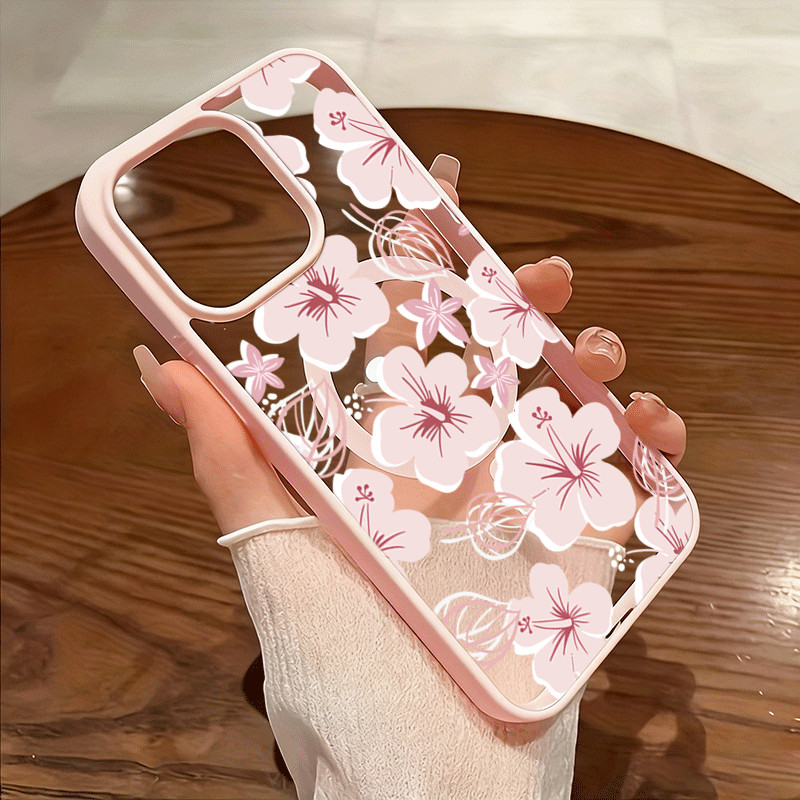 Rosa Floral Design Caso De Telefone Para Samsung Galaxy A54 A55 A56 A57 A06 A16 A26 A36 A35 A07 A17 A37 Capa Magnética