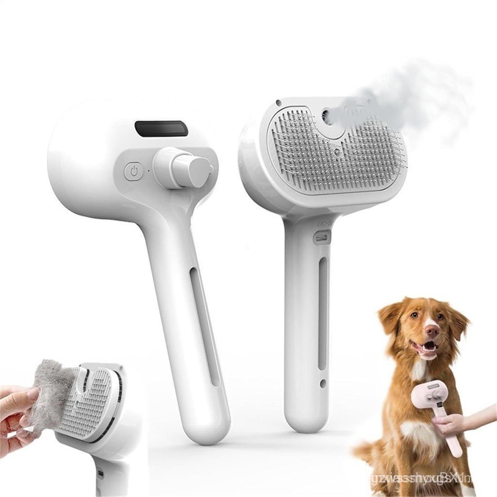 Escova a Vapor para Animais de Estimação, Escova para Cães com Spray, Escova a Vapor Recarregável para Animais de Estima