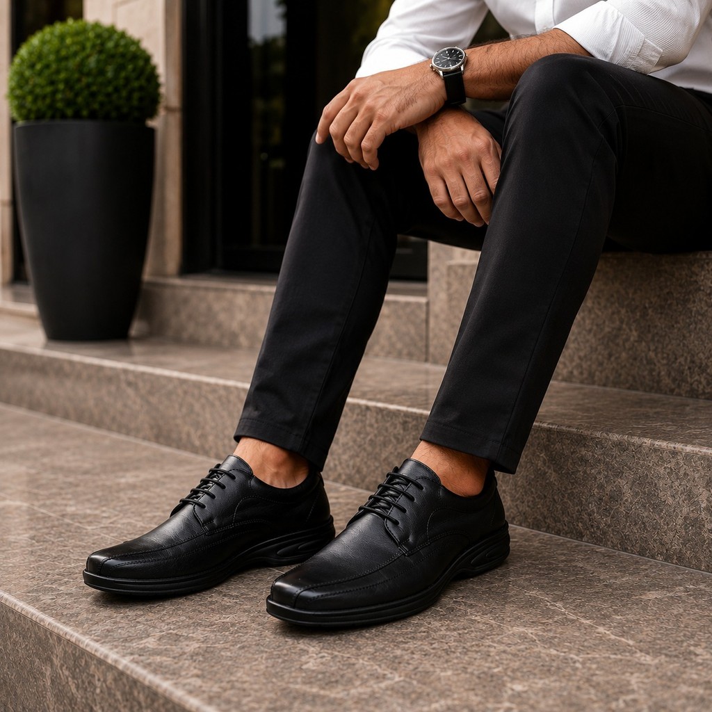 Sapato Social Masculino Elegante Confortável com Cadarço Ideal para Escritório Trabalho Reuniões Eventos e Uso Diário