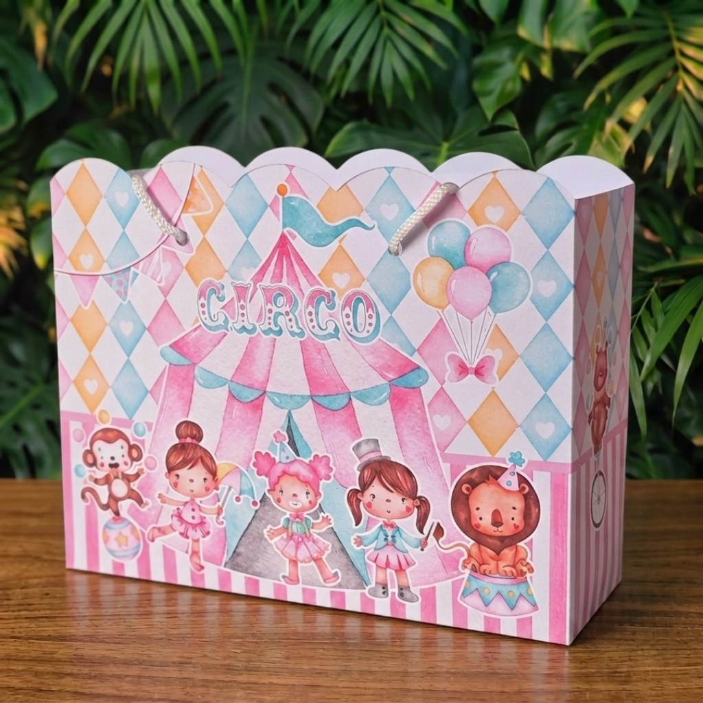 Sacolas CIRCO ROSA MENINA lembrancinhas personalizadas mimos para aniversario infantil decoração mimos