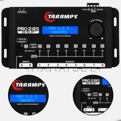 Processador de Áudio Digital Taramps Pro 2.8S 8 Vias Preto com Crossover e Equalizador Som Automotivo