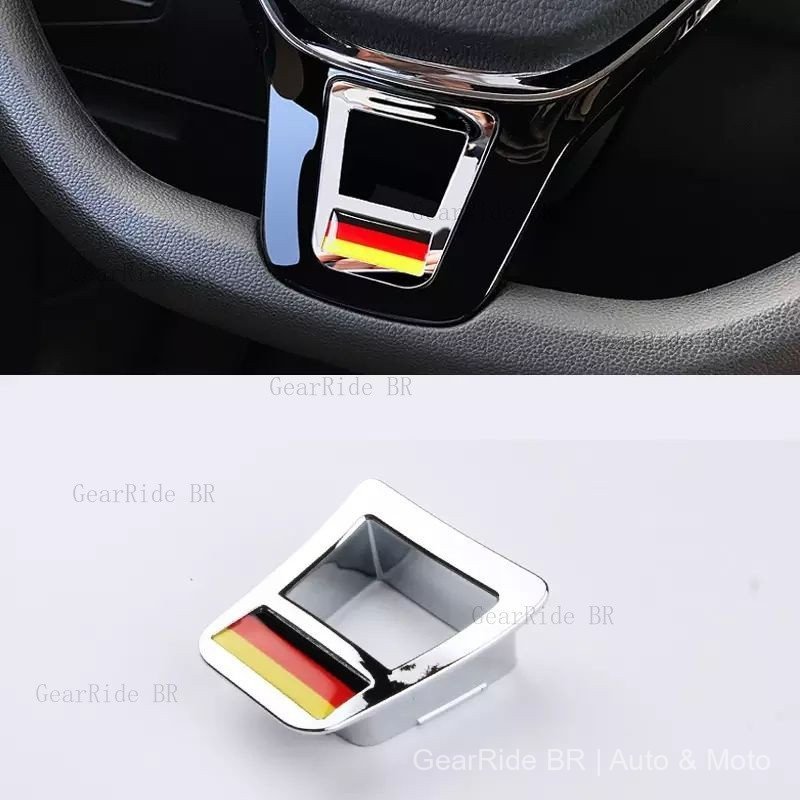 Emblema Volante para Volkswagen Aplique Volante VW Adesivo Volante Carro Alemanha TSI R-Line Preto Vermelho Acessório