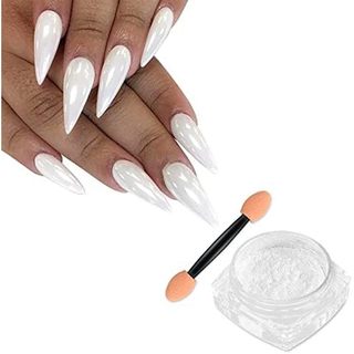 Magic White Pearl Chrome Nail Powder Gelo Transparente Moonlight Aurora Glitter Poeira Perolado Metálico Efeito Espelho 