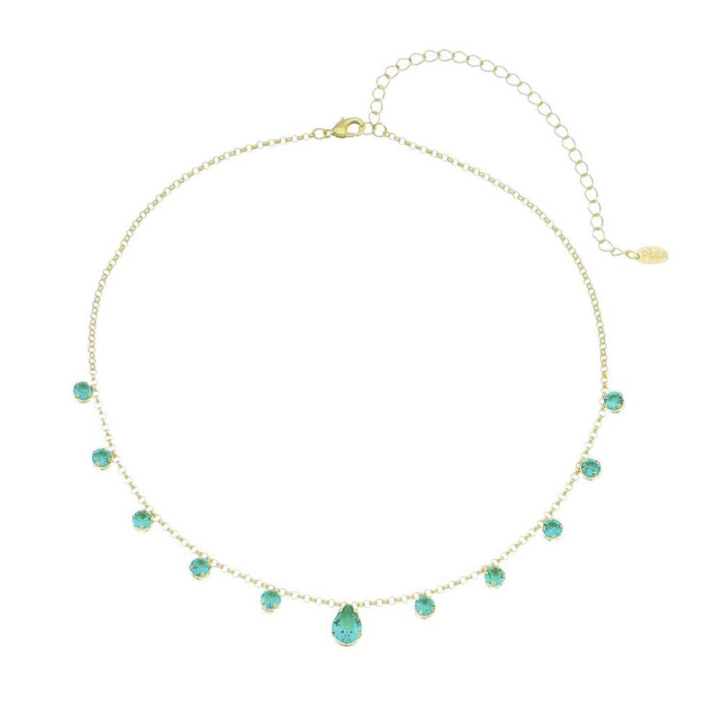 CHOKER PIUKA MURIEL ZIRCÔNIAS TURMALINA FOLHEADA A OURO 18K