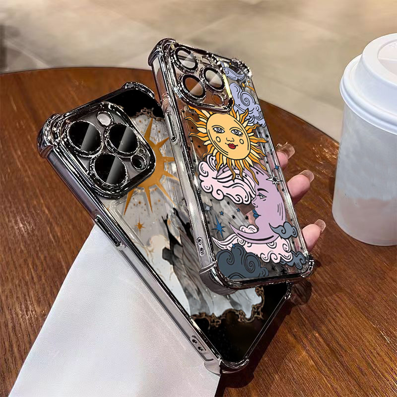 Tarô Sol Lua Rosto Caso Para Samsung Galaxy A33 A54 A14 A13 A34 A04 A04E A03 Núcleo A23 A53 A73 Chapeamento À Prova De C