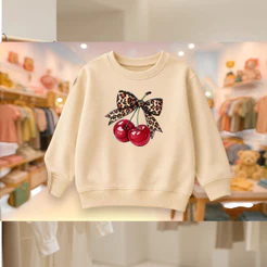 Moletom cereja Streetwear Blusa De Frio infantil Gola Careca Algodão Premium
