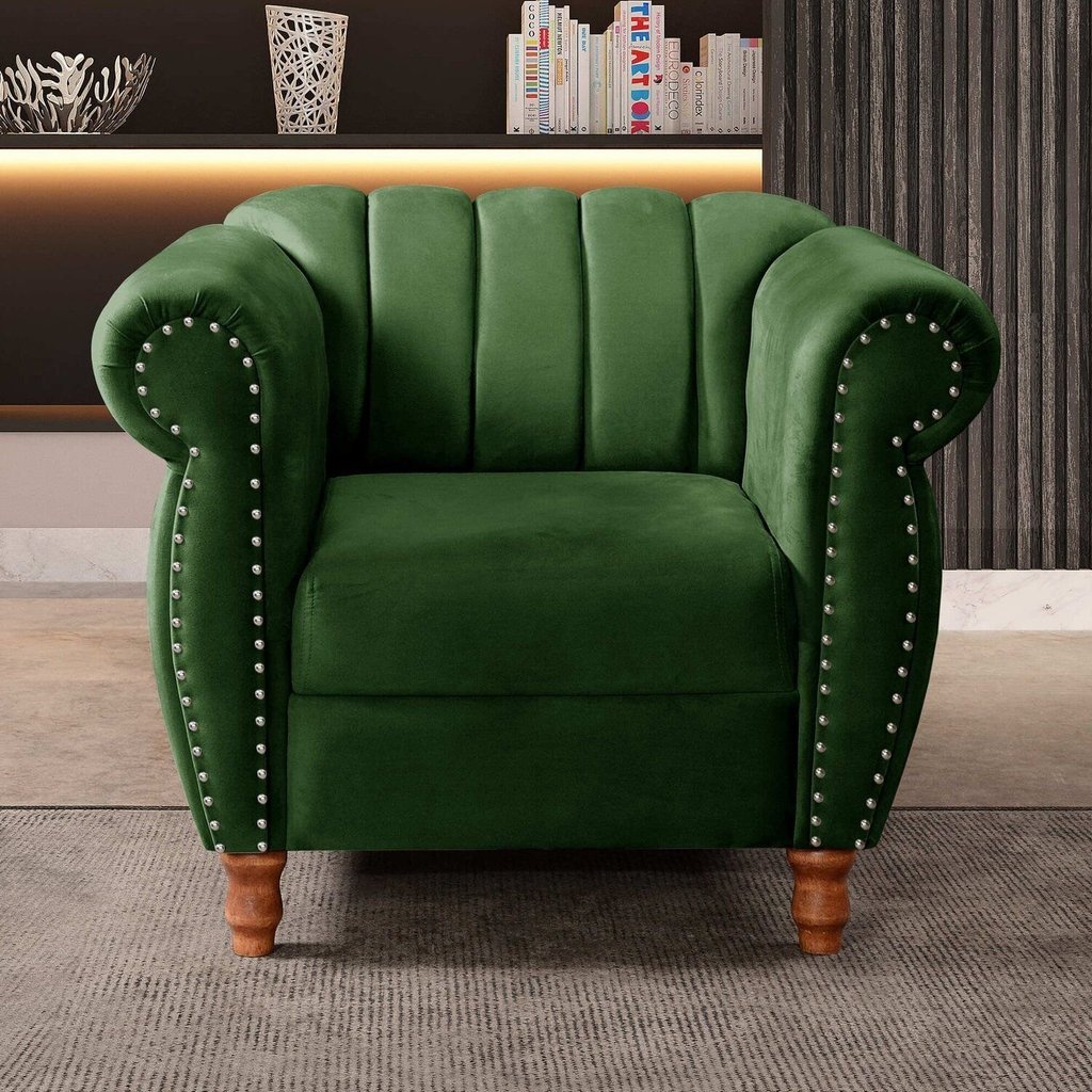 Poltrona Realeza Chesterfield Cadeira Vintage Decoração Retrô Verde Verde