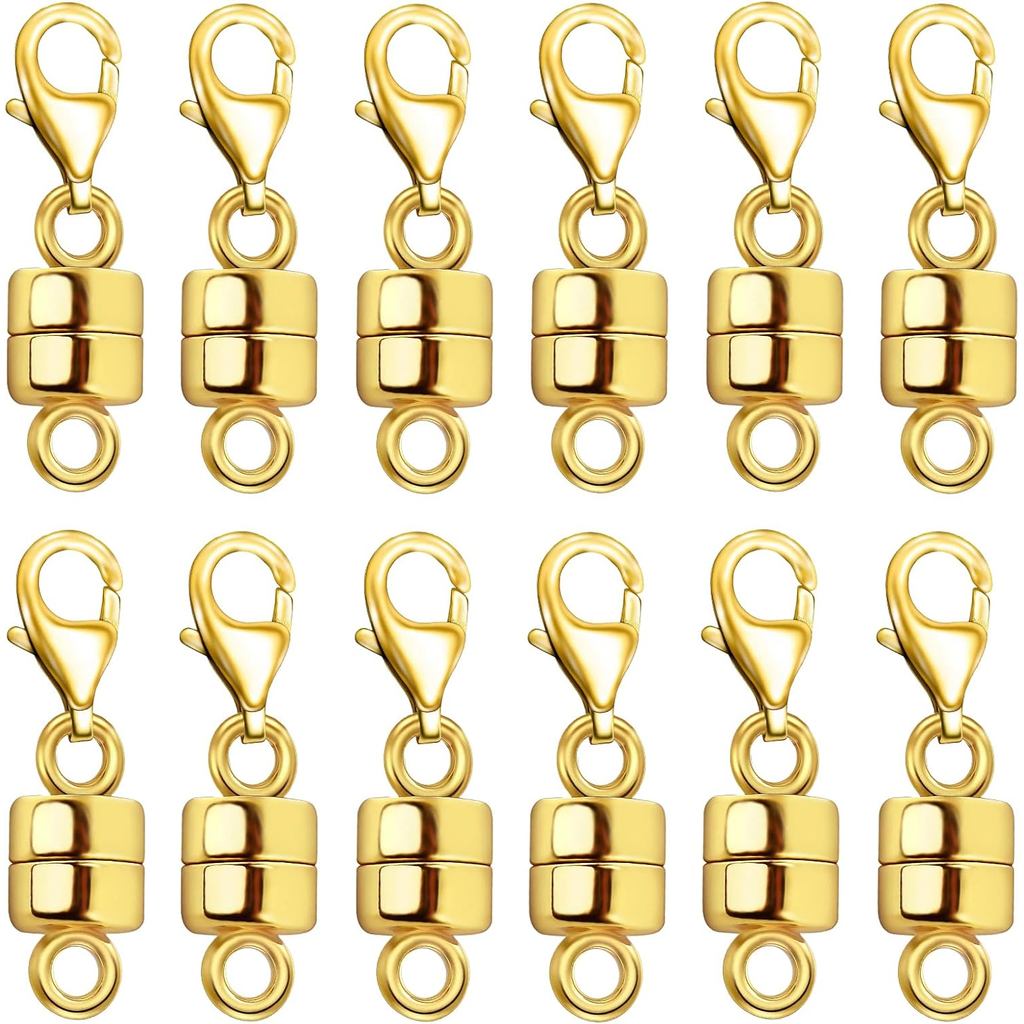 Fecho Magnético para Colar MKCYD com Fecho Lagosta, Fechos Magnéticos de Joias em Ouro 14K e Prata para Extensor de Cola