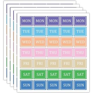 Adesivos de Datas da Semana, Etiquetas Coloridas para os 7 Dias da Semana, Adesivos Semanais MON-SUN de 1×0,75 polegadas