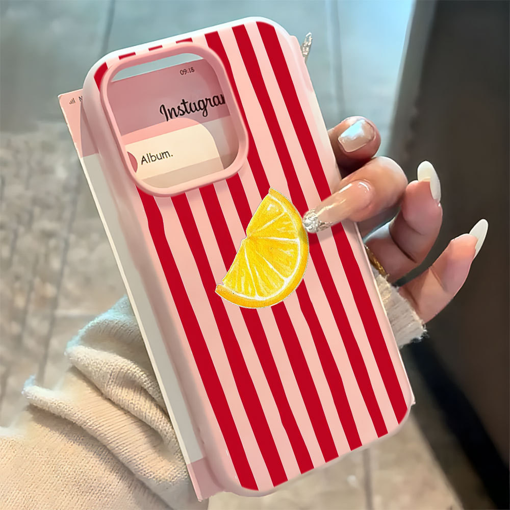 Capa De Silicone 2 Em 1 Gelatinosa Para Samsung S25 ULTRA S24 Plus S23 S22 A17 A16 A15 A14 Macarons Design De Limão E Li