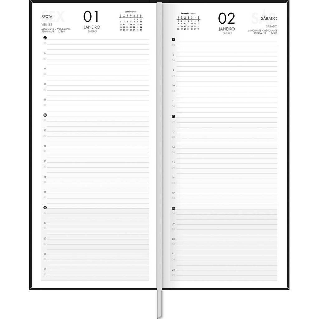 Agenda executiva costurada diária Comercial 275x123mm 2027 Tilibra