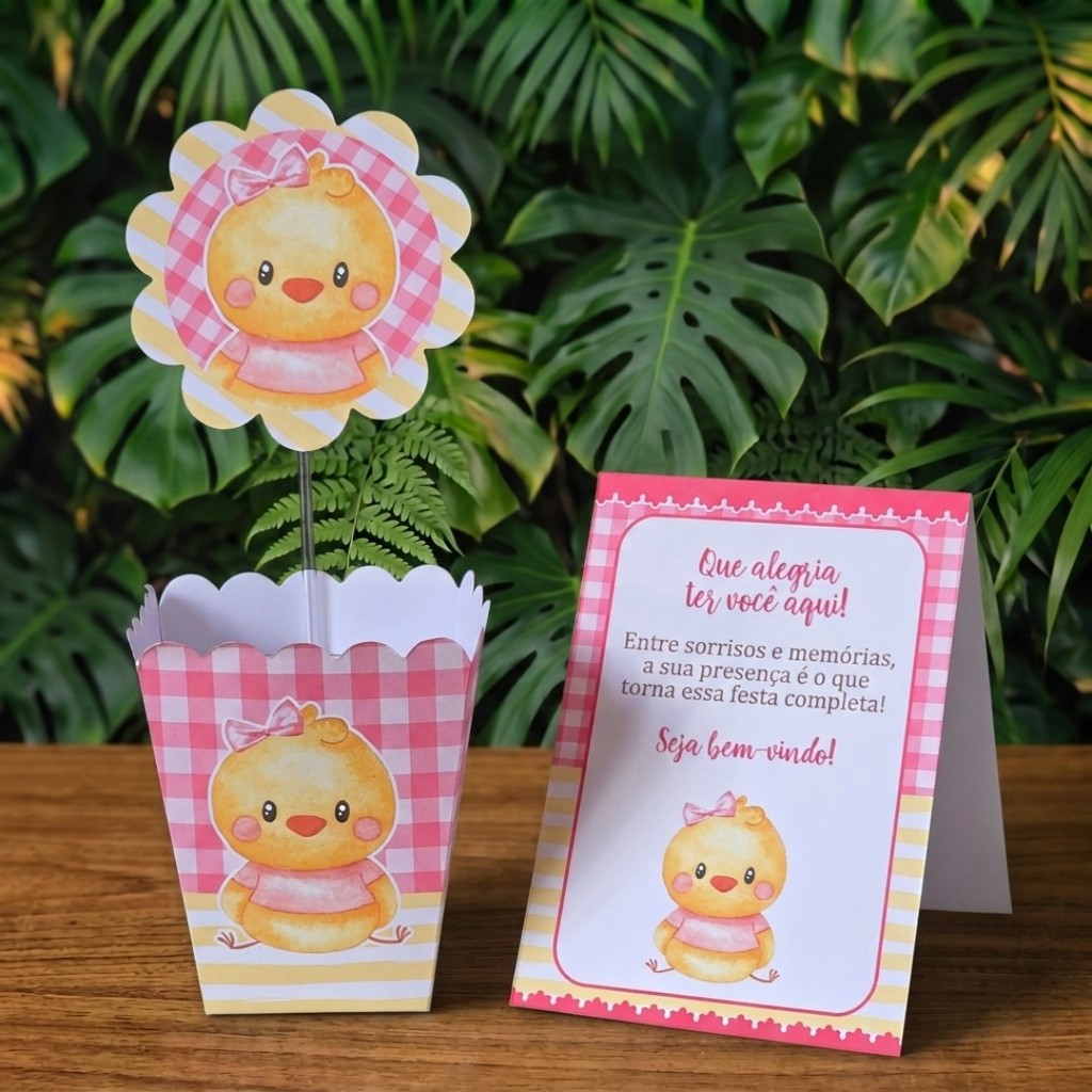 Centros de mesa + Plaquinhas PINTINHA AMARELINHA lembrancinhas personalizadas mimos aniversario infantil decoração