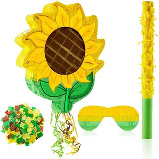 Piñata de Bule de Chá de Girassol Lewtemi para Festa de Aniversário, Piñata Colorida com Bastão, Venda para os Olhos e C