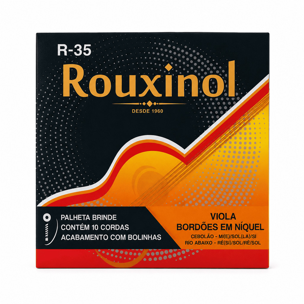 Jogo Cordas Encordoamento Rouxinol R35 Viola Caipira Bordoes Niquel Cebolao Rio Abaixo Palheta